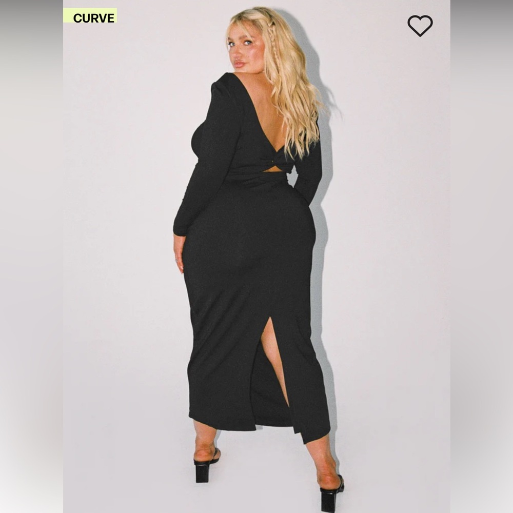 PRINCESS POLLY  lyla maxi dress Curve long sleeve Black Size 16 NWT